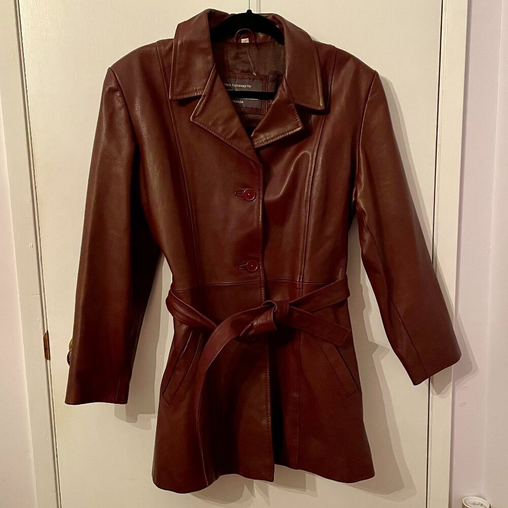 Vintage Boutique of Leathers Canada Reddish Brown Belted Coat